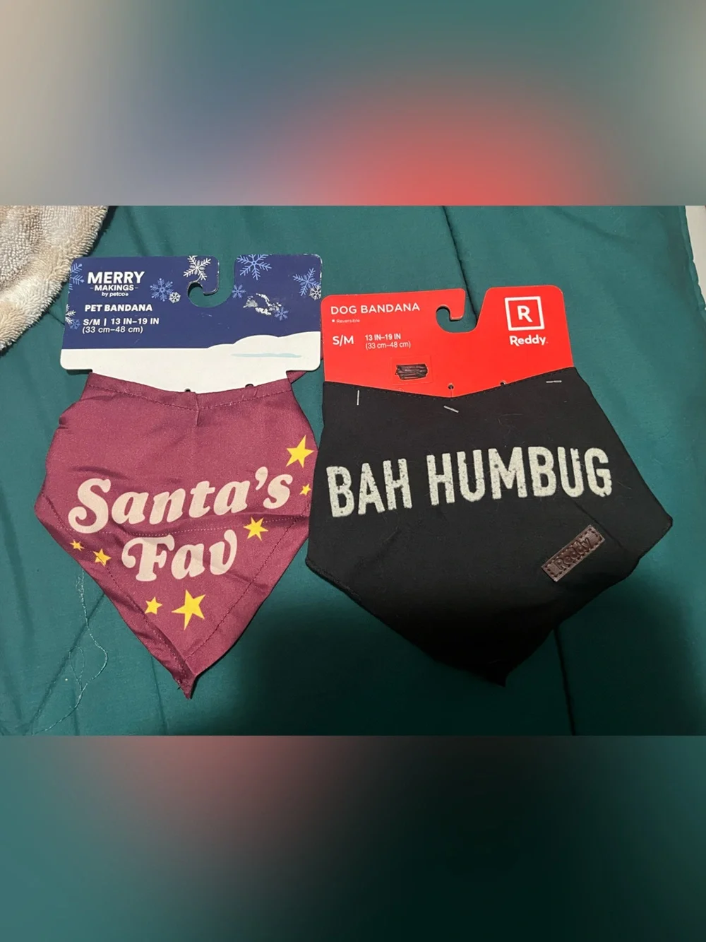 Santa's Paw & Bah Humbug Dog Bandanas - Burgundy & Black